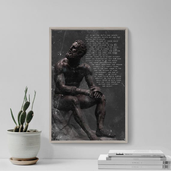 Martial Arts "Boxer at Rest" Motivational Print 12 - The Man in the Arena - Theodore Roosevelt - Art Photo Poster Gift Giclée Critic Counts