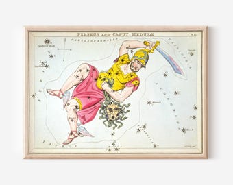 Sidney Hall - Urania's Mirror - Perseus Constellation (1825) Painting Photo Poster Art Print Giclée Gift Zodiac Sword #ATTEMPT2
