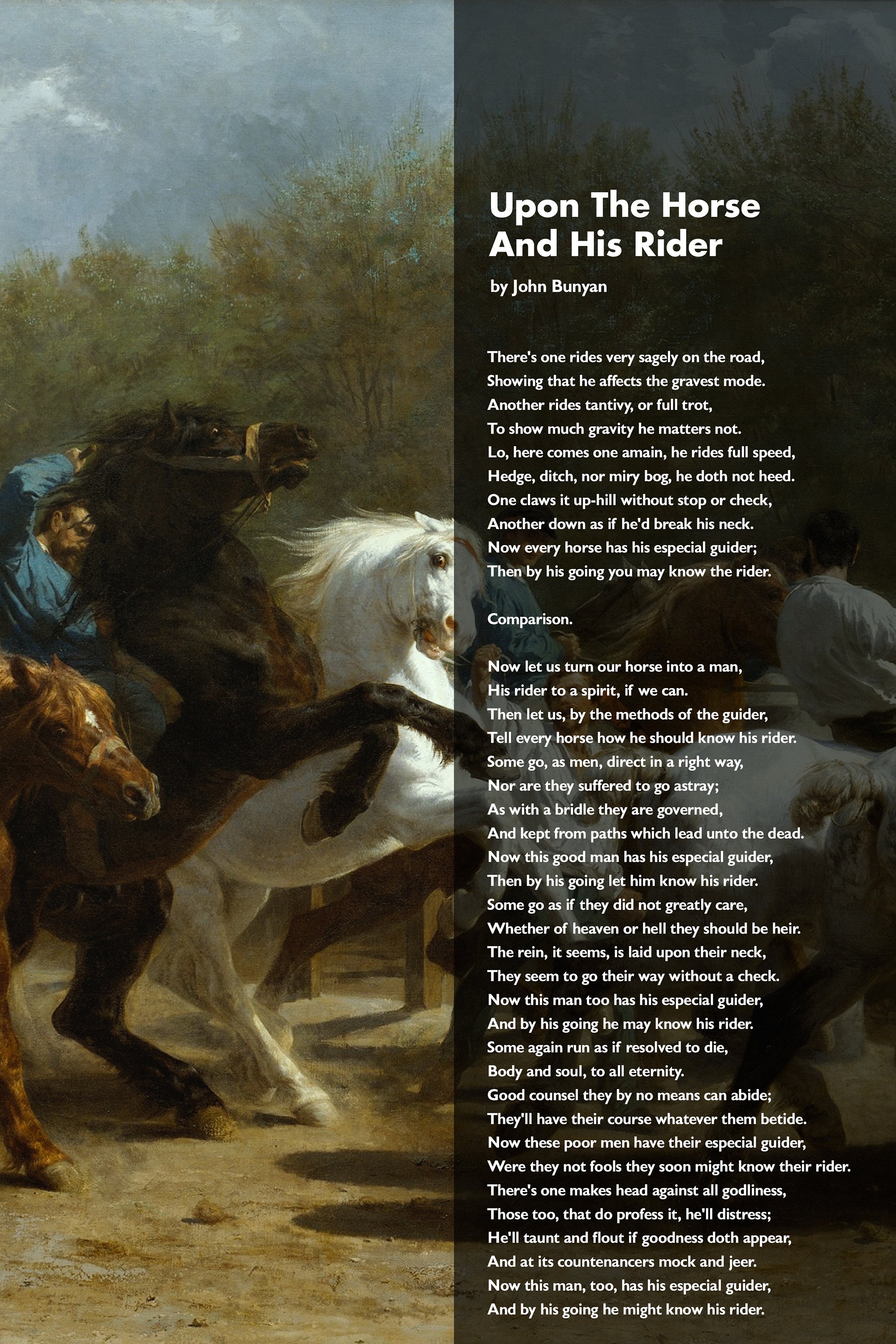 Upon the Horse and His Rider Poem by John Bunyan Art Print Etsy