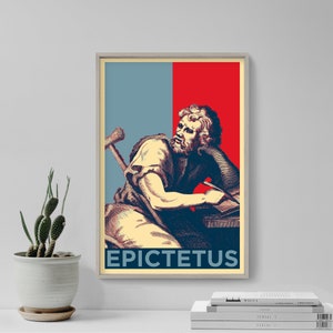 Epictetus Original Art Print - Stoicism Poster, Philosophy Giclee Home Wall Décor, Greek Philosopher Portrait, Virtue Ethics Photo, Stoic