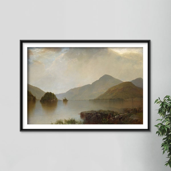 John Frederick Kensett - Lake George (1869) - Classic Painting Photo Poster Print Art Gift Home Wall Decor - Landscape Upstate New York NY