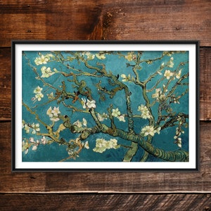Vincent Van Gogh Classic Painting - Blossoming Almond Tree (1890) - Photo Poster Print Art Gift - Branches Teal