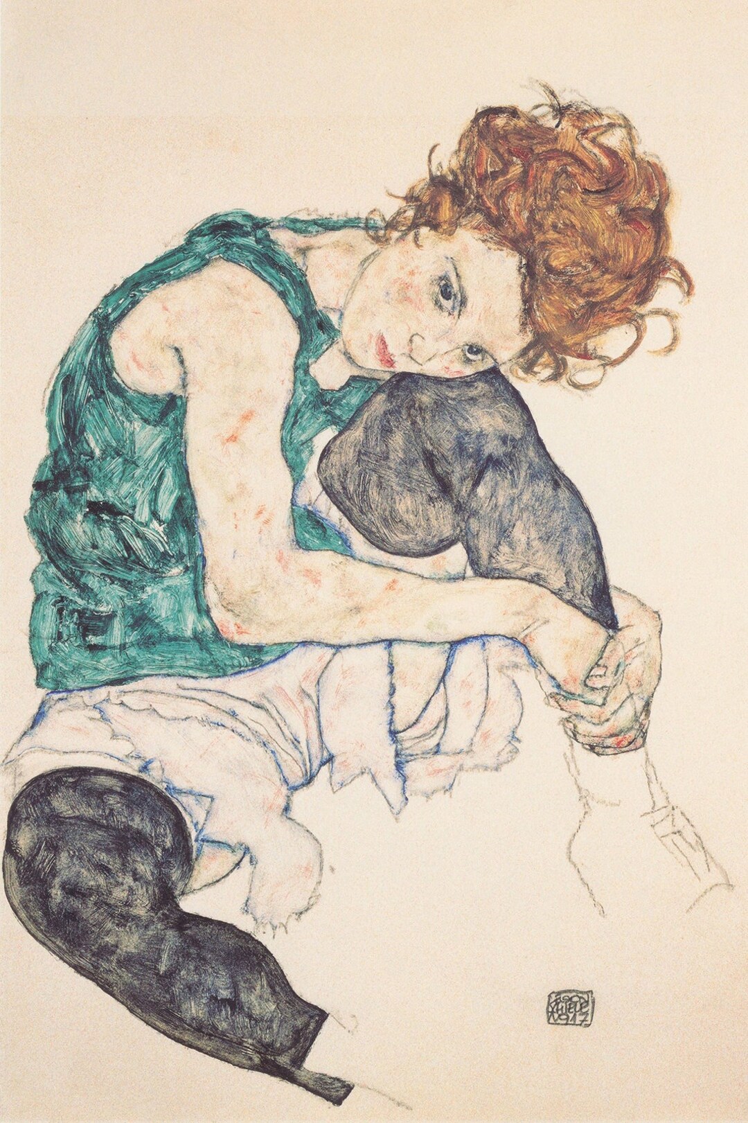 限定マット額装品/座っている女 1917（エゴン シーレ） 限定マット額装品/座っている女 1917（エゴン シーレ） ポスター