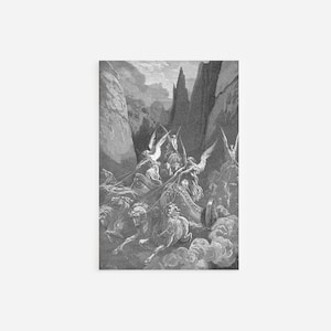 Gustave Dore - Zecariahs Vision of Four Chariots (1866) - Drawing Photo Poster Print Art Gift Museum Gallery Giclee Bible