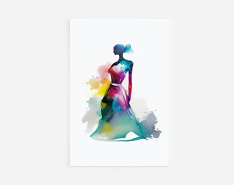 Watercolour Silhouettes - Mannequin Dress - Art Print Poster Painting - Museum Quality Giclee Home Wall Décor