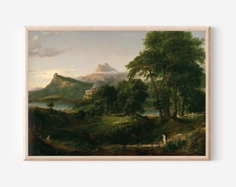 Thomas Cole - The Course of Empire - The Arcadian or Pastoral State (1834) - Painting Photo Poster Print Art Gift Wall Art Home Decor