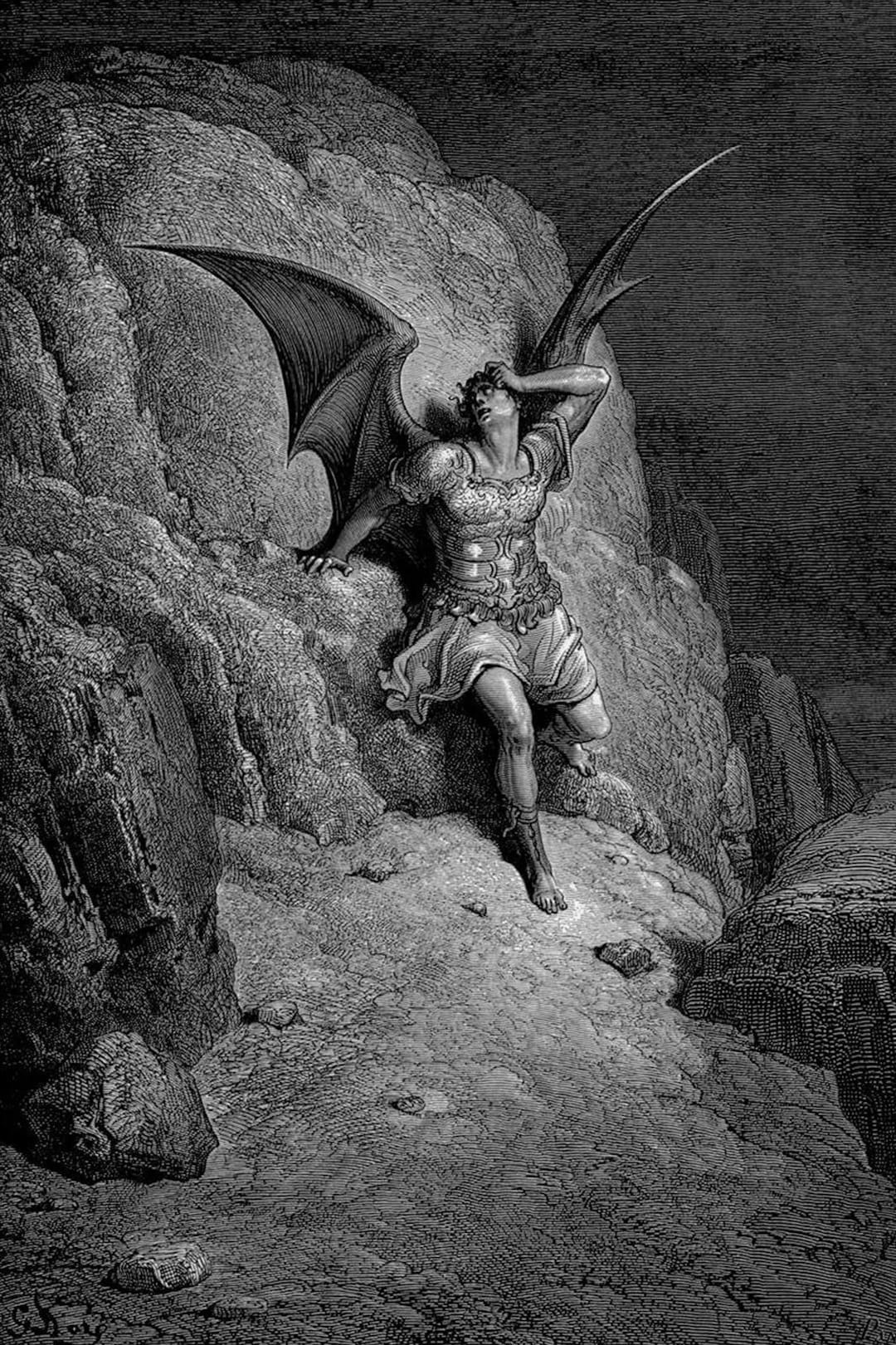 Gustave Dore The Fall Of Satan Paradise Lost 1866 Classic Drawing