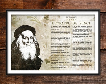 Leonardo Da Vinci Greatest Quotes - Original Art Print Featuring His Deepest Wisdom - Photo Poster Gift - Artist Mona Lisa Last Supper