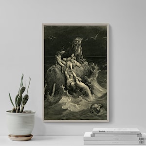 Gustave Dore - The Deleuge Frontispiece to Illustrated Bible (1866) - Drawing Photo Poster Print Art Gift Museum Gallery Giclee Bible Deluge