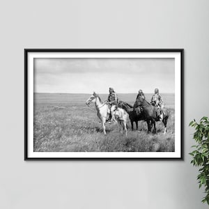 Edward Curtis - Three Chiefs Piegan (1900) - Vintage Photograph, Photo, Poster, Print, Art Gift, Decor - Native Indian Blackfeet Horse