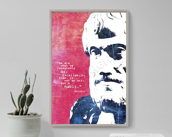 Aristotle Motivational Quote Poster "We are what we repeatedly do..." Original Art Print