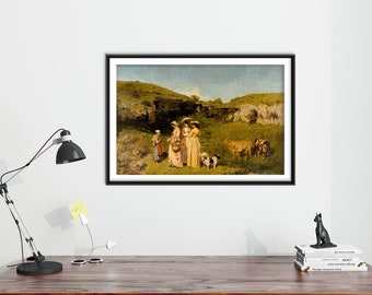 ギュスターヴ・クールベ - 村の若い女性たち（1851年） - 絵画 写真