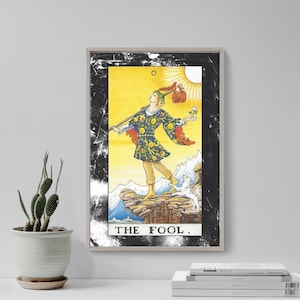 Carte de Tarot - Le Fou - Affiche imprimée d'art Cadeau Photo Décoration murale - Lecture occulte magique Fortune Spirituelle Païenne