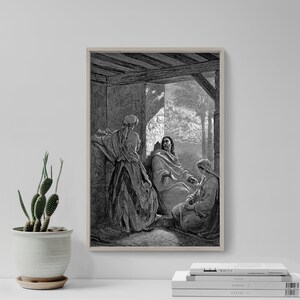 Gustave Dore Jesus At the House of Martha and Mary (1866) - Art Print Poster Painting - Giclee Home Wall Décor