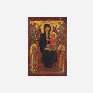 Toscana Siglo XIII - Virgen y el Niño con San Juan Bautista (1290) - Póster con impresión artística - Decoración de pared para el hogar Giclee