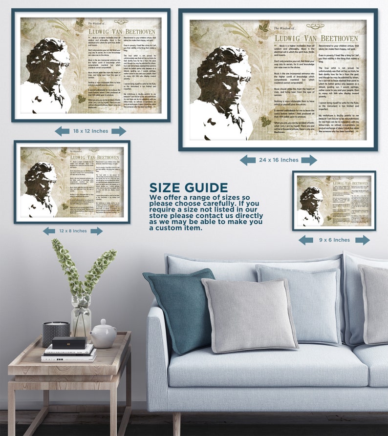 The Wisdom of Ludwig Van Beethoven - Original Art Print Featuring His Greatest Quotes - Beautiful Glossy Photo Poster Gift Composer Music image 5