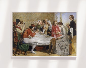 John Everett Millais - Isabella (1849) - Klassisk målning Fotoposter Konstgåva Väggdekoration Giclée - Middagsbord