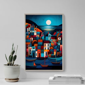 Cornwall Posters Klee Inspired Looe - Art Print Poster Painting - Giclee Home Wall Décor
