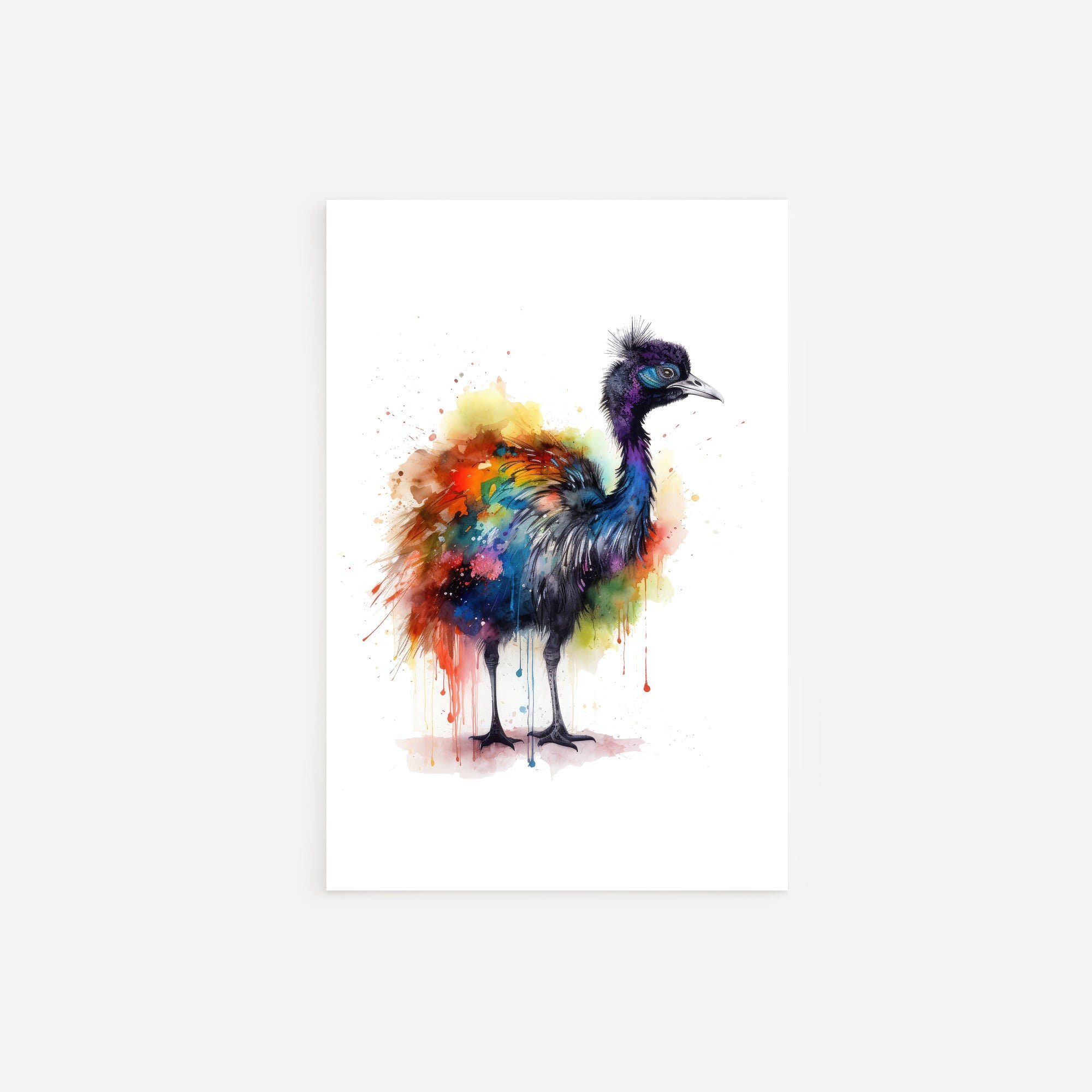 Watercolour Animal Emu - Art Print Poster Painting - Museum Quality ...
