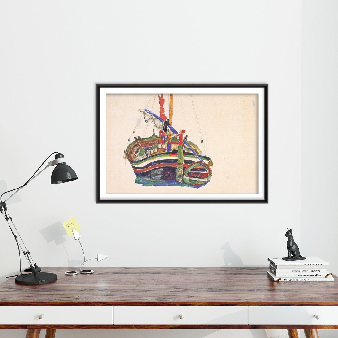 Grafika-00217 Egon Schiele : Voiliers Dans L'eau Au Port De Triest 1907 Puzzle 1000 Pieces.p45770