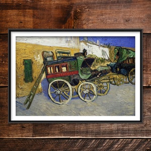 Vincent Van Gogh - Tarascon Stagecoach (1888) - Art Print Painting Poster Wall Decor - Goff Rickshaw Vintage Wagon Transport