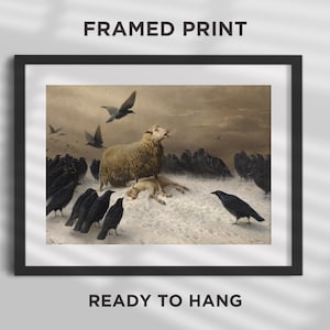 FRAMED PRINT - August Friedrich Albrecht Schenck - Anguish (1876) - Art Painting Poster Gift Photo Wall Home Decor Ready to Hang Black Frame