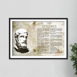 The Wisdom of Epicurus - Original Art Print Featuring His Greatest Quotes  - Photo Poster Gift Poet Philosophy Greek Philosopher