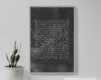 The Man in the Arena - Poem by Theodore Roosevelt - Art Print Poster Gift Photo Quote Wall Home Decor - Powerlifting Motivation BJJ MMA