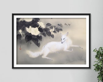 橋本観雪様式の日本の狐の絵画アートプリント（複製） - Etsy 日本