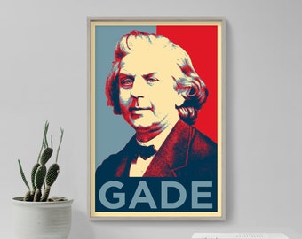 Niels Gade Original Art Print - Danish Composer Poster, Conductor Giclee Home Wall Décor, Violinist Portrait, Golden Age Photo, Music