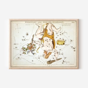 シドニー ホール - ウラニアの鏡 - ヘラクレスとかんむり座 (1825) 絵画 ポスター プリント アート ギフト 星座 クラブ キング #ATTEMPT2