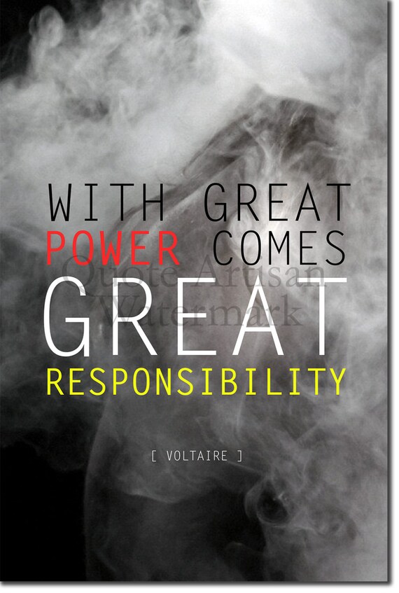 Voltaire Zitat Poster Aus Großer Kraft Folgt Große Etsy