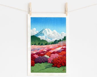 Hasui Kawase - Uitzicht op een azaleatuin en de berg Fuji (1935) - Klassiek schilderij - Fotoposter - Kunstcadeau - Japan - Japanse ukiyo-e