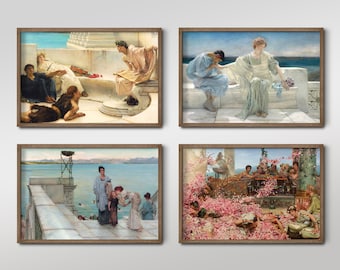 Set of Four Lawrence Alma Tadema Prints - 4 Classic Paintings - Photo Poster Wall Art Gift Giclée Museum Quality - Roses of Heliogabalus