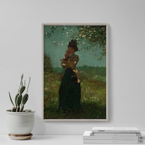 Winslow Homer - The Yellow Jacket (1879) - Classic Painting Photo Poster Print Art Gift Wall Home Decor - Smelling Flowers in Summer