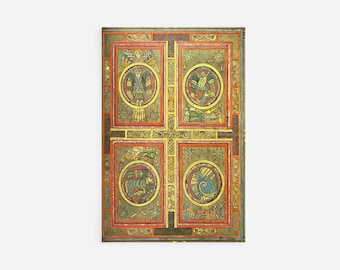 Livre de Kells - Quatre évangélistes - Poster impression d'art - Décoration murale giclée de qualité musée