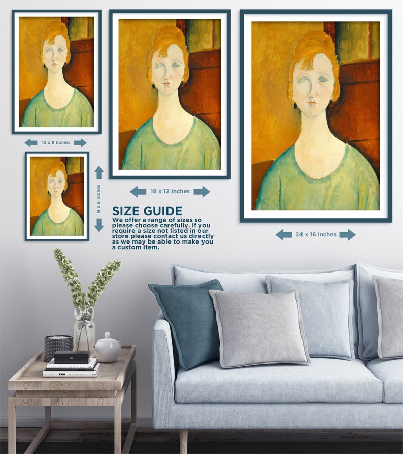 Amedeo Modigliani - Flicka i grön blus (1917) - Klassisk målning Fotoaffisch Konstgåva Väggdekoration Heminredning bild 5
