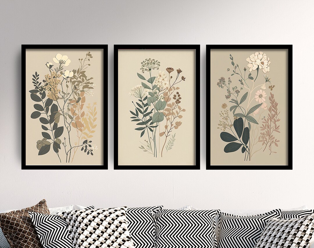 70s/80s 3 Floral Vintage/antique Style Framed Prints By H.h.k Collectors main image 1