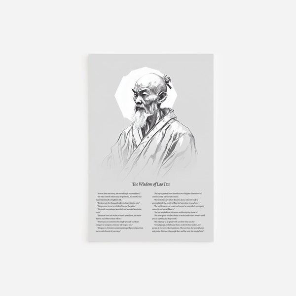 Lao Tzu Wisdom - Vertical - Art Print Poster Painting - Museum Quality Giclee Home Wall Décor