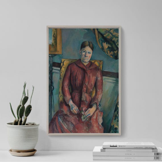 madame cezanne in a red dress Madame Cezanne -Hortense Fiquet, 1850-1922- in a Red Dress. Painting by Paul Cezanne