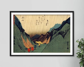 Utagawa Hiroshige - Tsuchiyama / The Suzuka Mountains in the Rain (1843) - Painting Poster Print Art Gift Giclée Japan Japanese Ukiyo-e