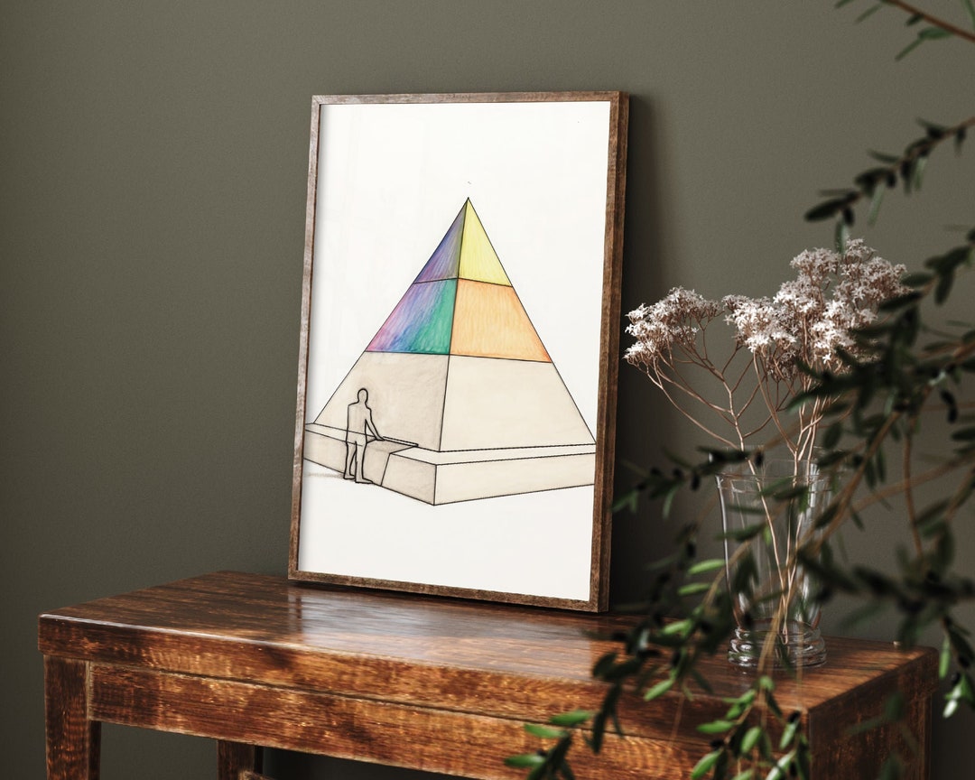 Line Drawing in Coloured Ink Egyptian Pyramid 3 - Art Print Poster ...