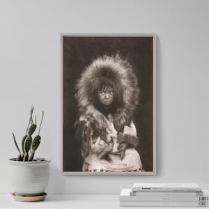Edward Curtis - Noatak Child (1929) - Vintage Photograph, Photo, Poster, Print, Art Gift, Decor - Native Indian Alaska Eskimo