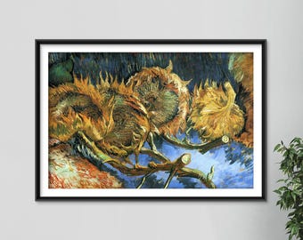 Vincent Van Gogh - Four Withered Sunflowers (1887) - Art Print Painting Poster Wall Decor - Goff Dying Flowers