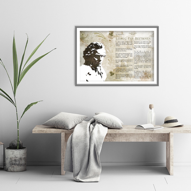 The Wisdom of Ludwig Van Beethoven - Original Art Print Featuring His Greatest Quotes - Beautiful Glossy Photo Poster Gift Composer Music image 4