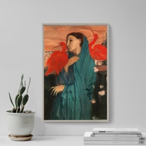 エドガー・ドガ - トキを抱く若い女性（1862年） - クラシック絵画写真ポスタープリントアートギフトホームウォールデコレーション