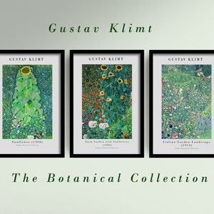 Set of Three Gustav Klimt Prints - The Botanical Collection - 3 Paintings - Photo Poster Wall Art Gift Giclée Museum Quality - Sunflowers