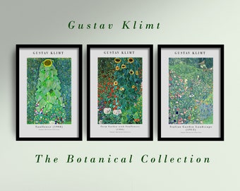 Set of Three Gustav Klimt Prints - The Botanical Collection - 3 Paintings - Photo Poster Wall Art Gift Giclée Museum Quality - Sunflowers