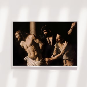 Caravaggio - Christ at the Column (1607) - Classic Painting Photo Poster Print Art Gift Home Wall Decor - Jesus Put onto Cross