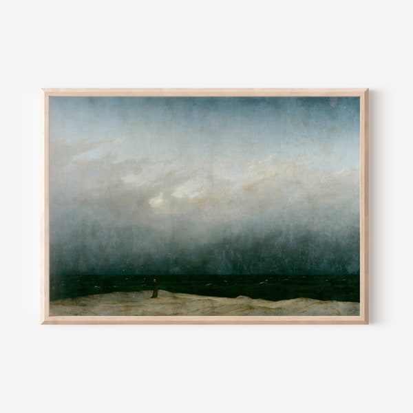 Caspar David Friedrich - The Monk by the Sea (1810) - Classic Painting Photo Poster Print Art Gift Home Wall Decor - Minimalist Ocean